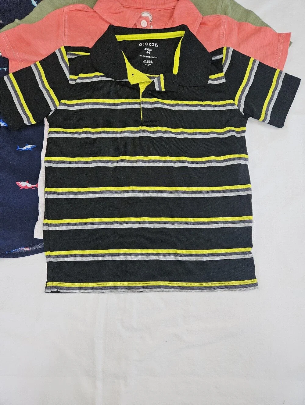 George Kids' Black & Yellow Striped Polo and Assorted Tops - 7-Pack Size 4/5